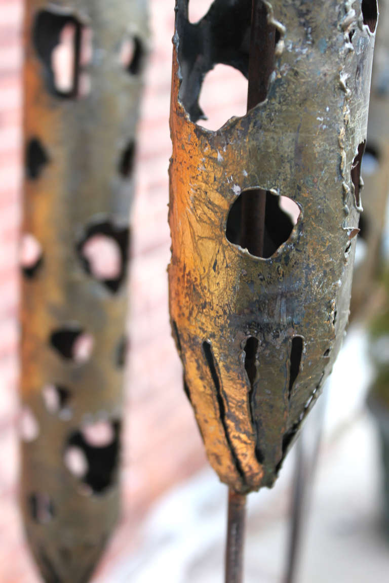 20th Century Brutalist Metal Sculpture of Cattails