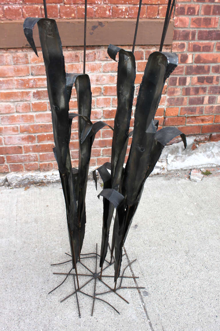 Brutalist Metal Sculpture of Cattails 1
