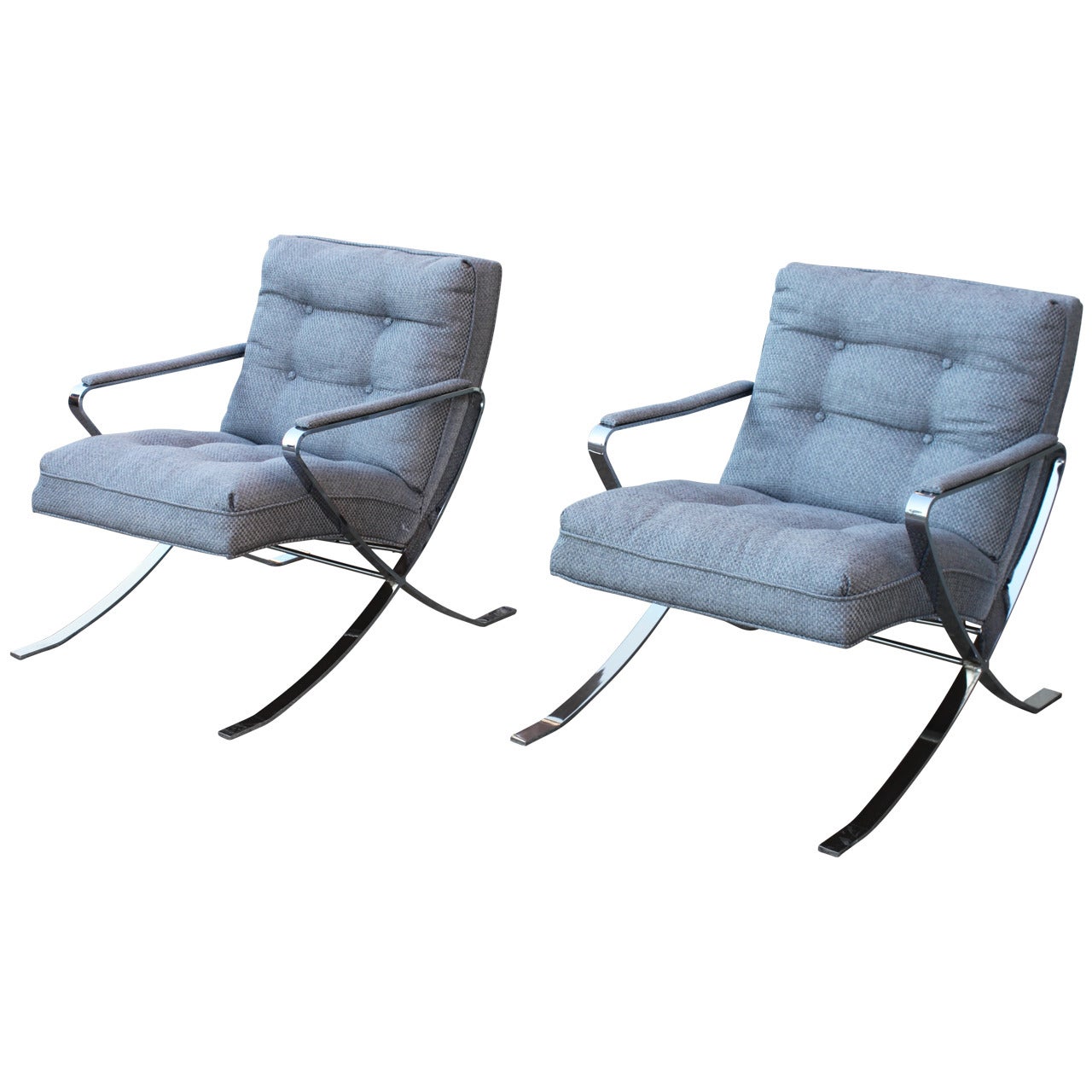 Vintage Polished Chrome Lounge Chairs For Sale