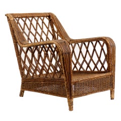 Set of Four French Wicker Club Chairs