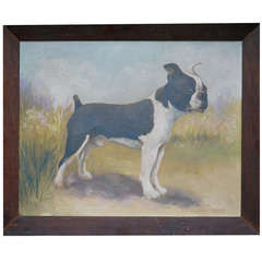 Mid Century Painting of a French Bulldog