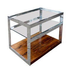 Merrow Associates Chrome and Rosewood Drinks Trolley