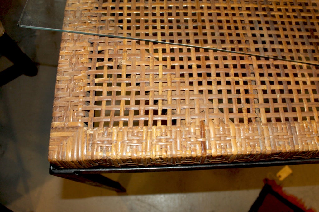 Mid-20th Century Danny Fong Tropical Rattan and Iron Table