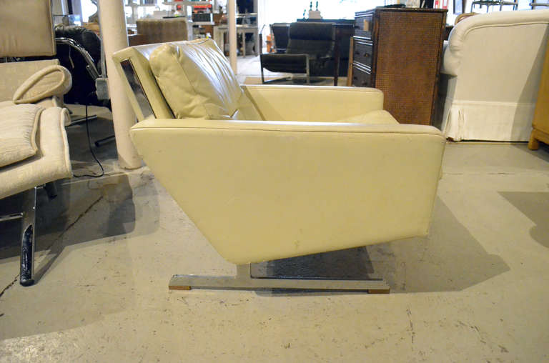 Modern Awesome 1970's White Leather Chairs For Sale