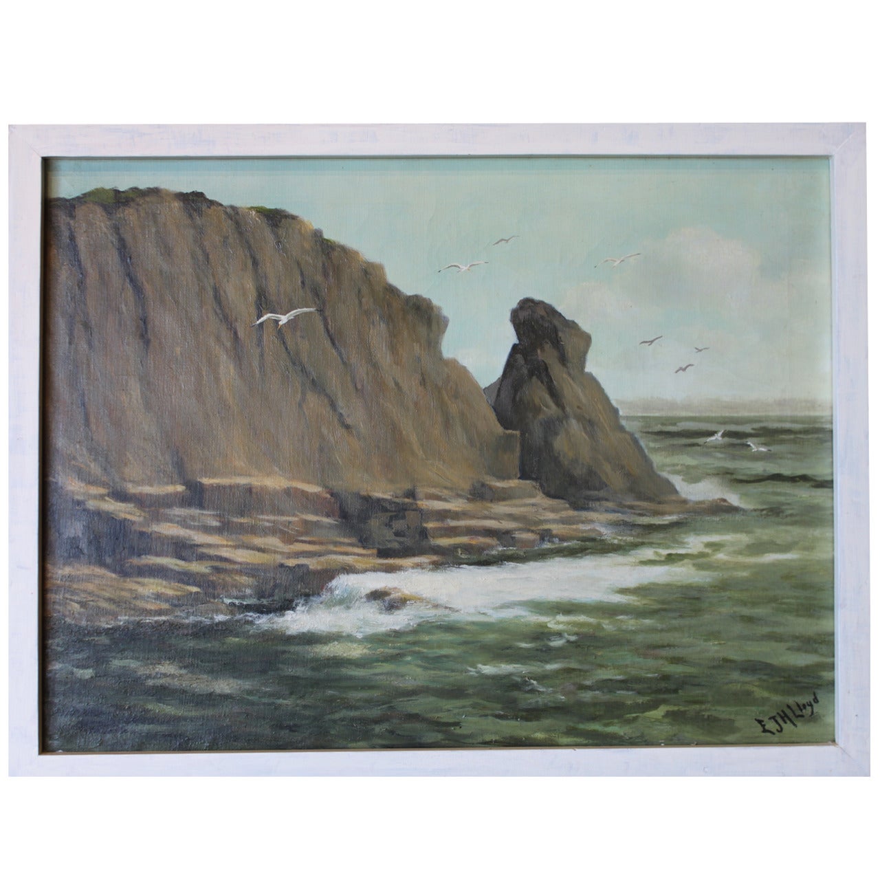 Vintage Ocean Painting by EJH Lloyd