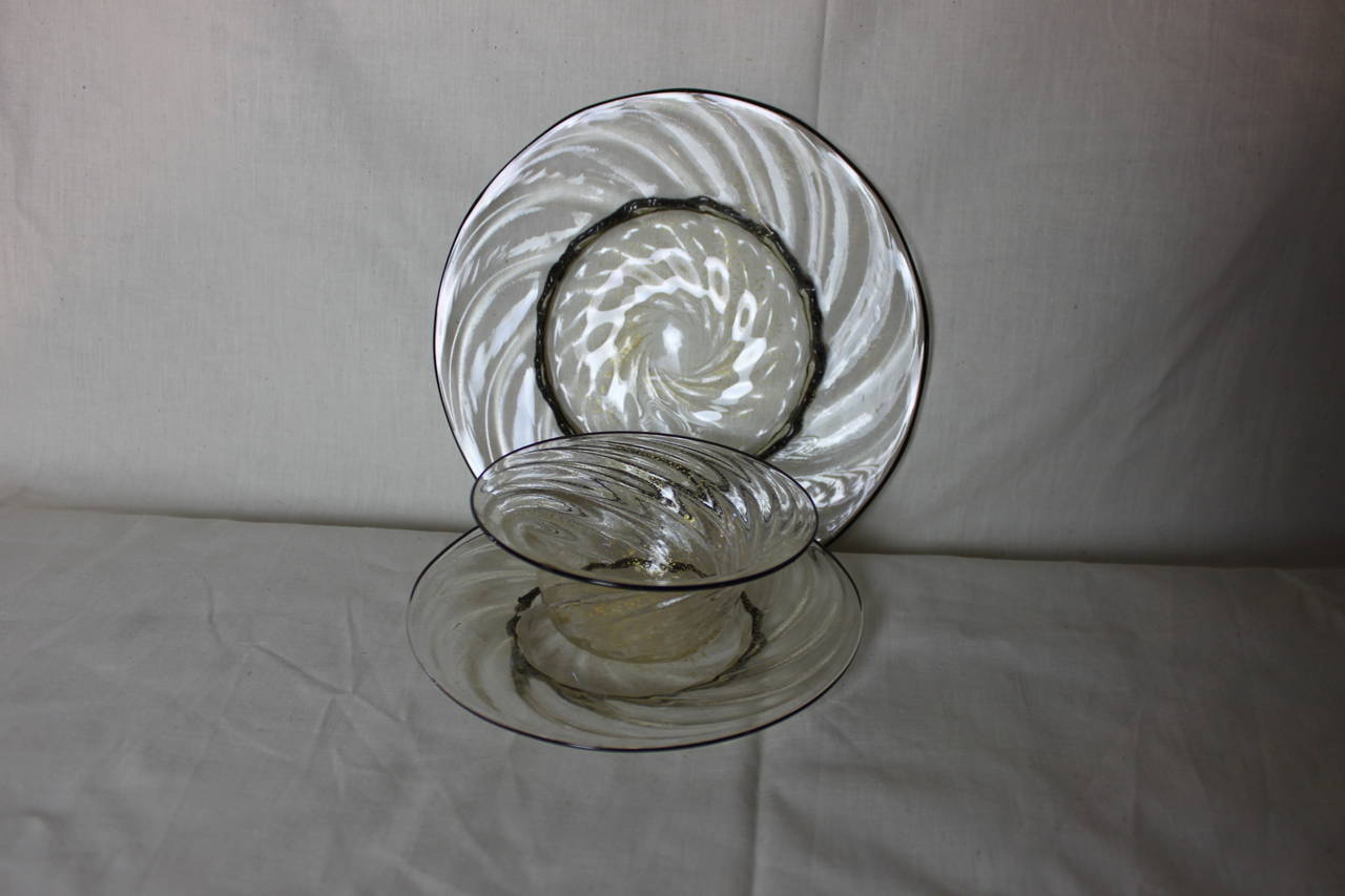 Antique Venetian Glass Dessertware, Set of Ten