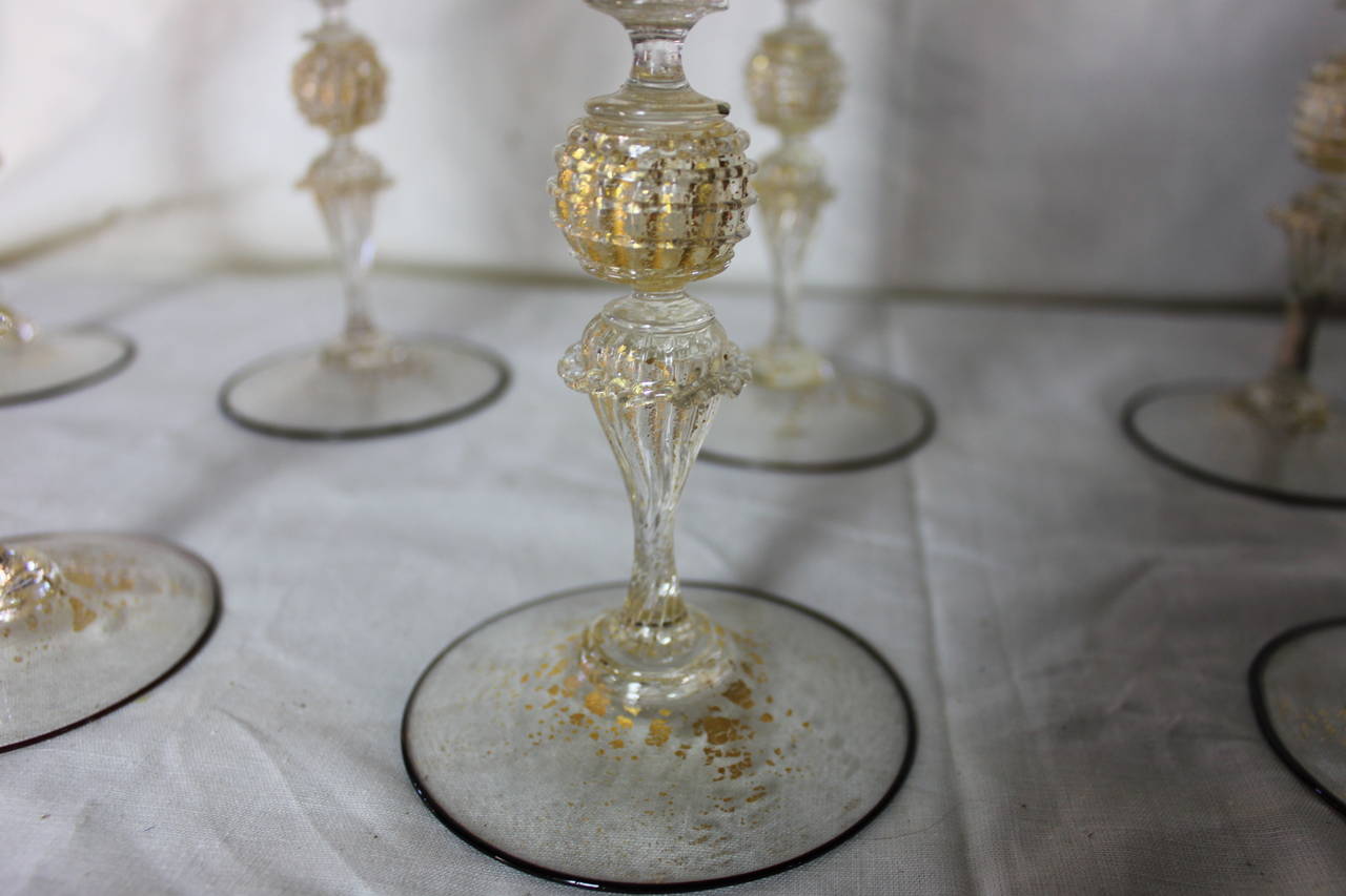 venetian wine glasses gold