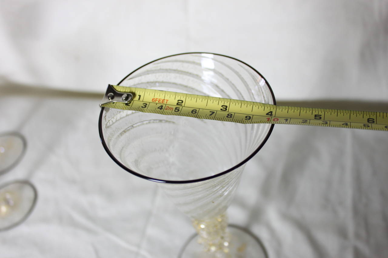 Early 20th Century Large Antique Venetian Wine Glasses, Set of Eight