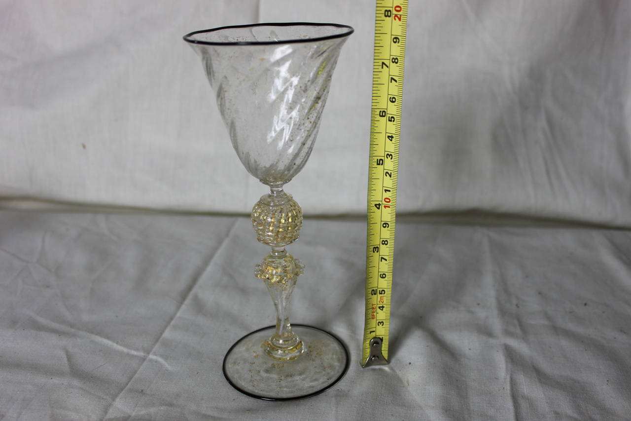 Antique Venetian Glass Medium Wine Glasses, Set of Ten 1