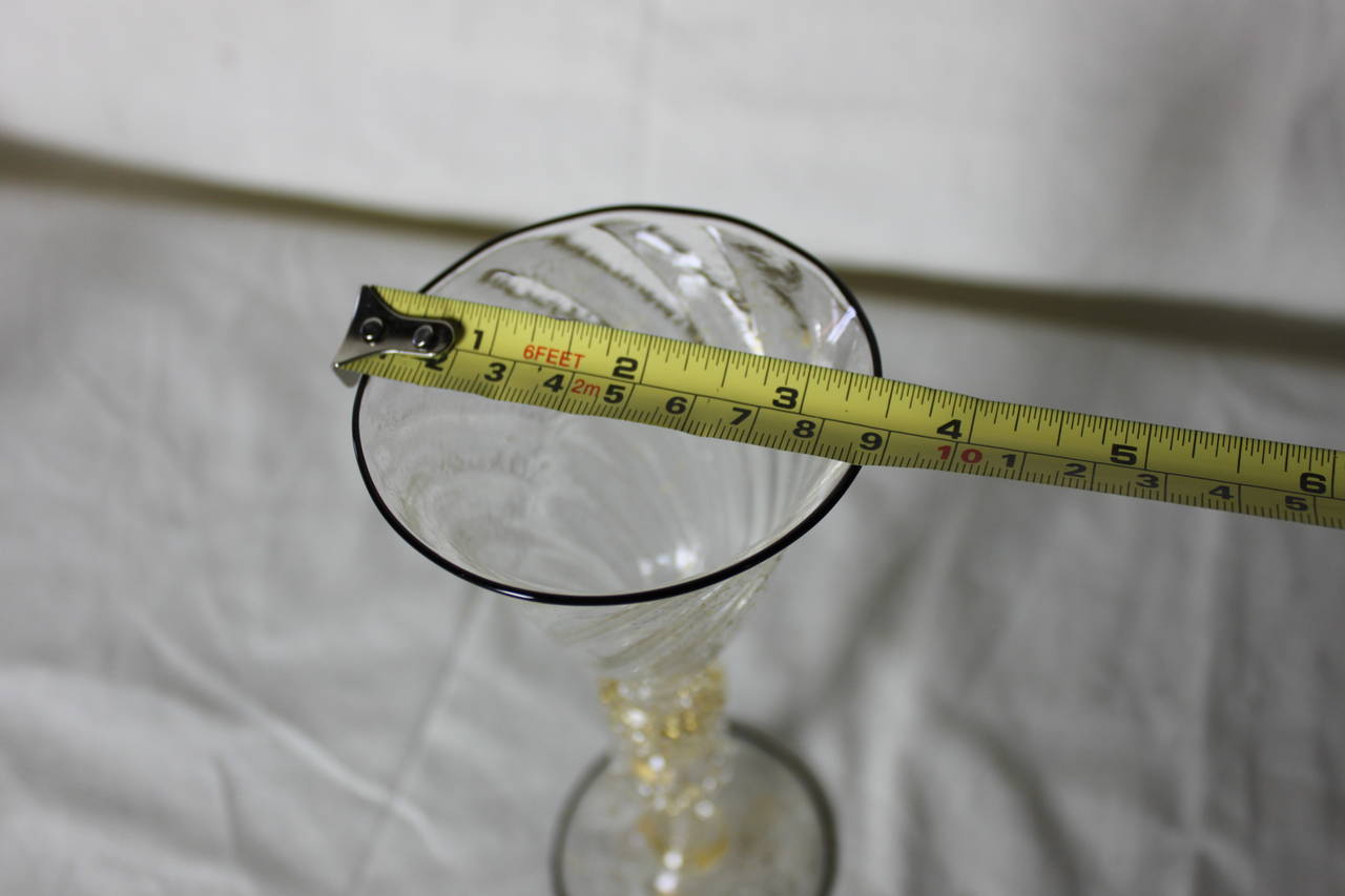 Antique Venetian Glass Medium Wine Glasses, Set of Ten 2