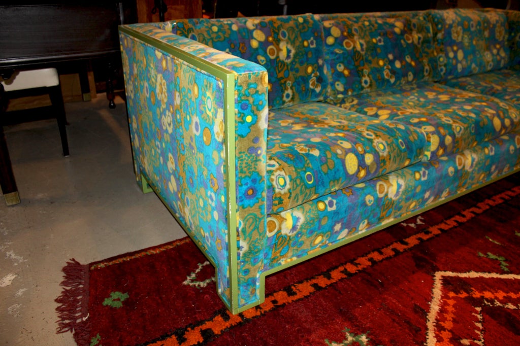 Wood 1950's Sofa in Jack Larsen Fabric