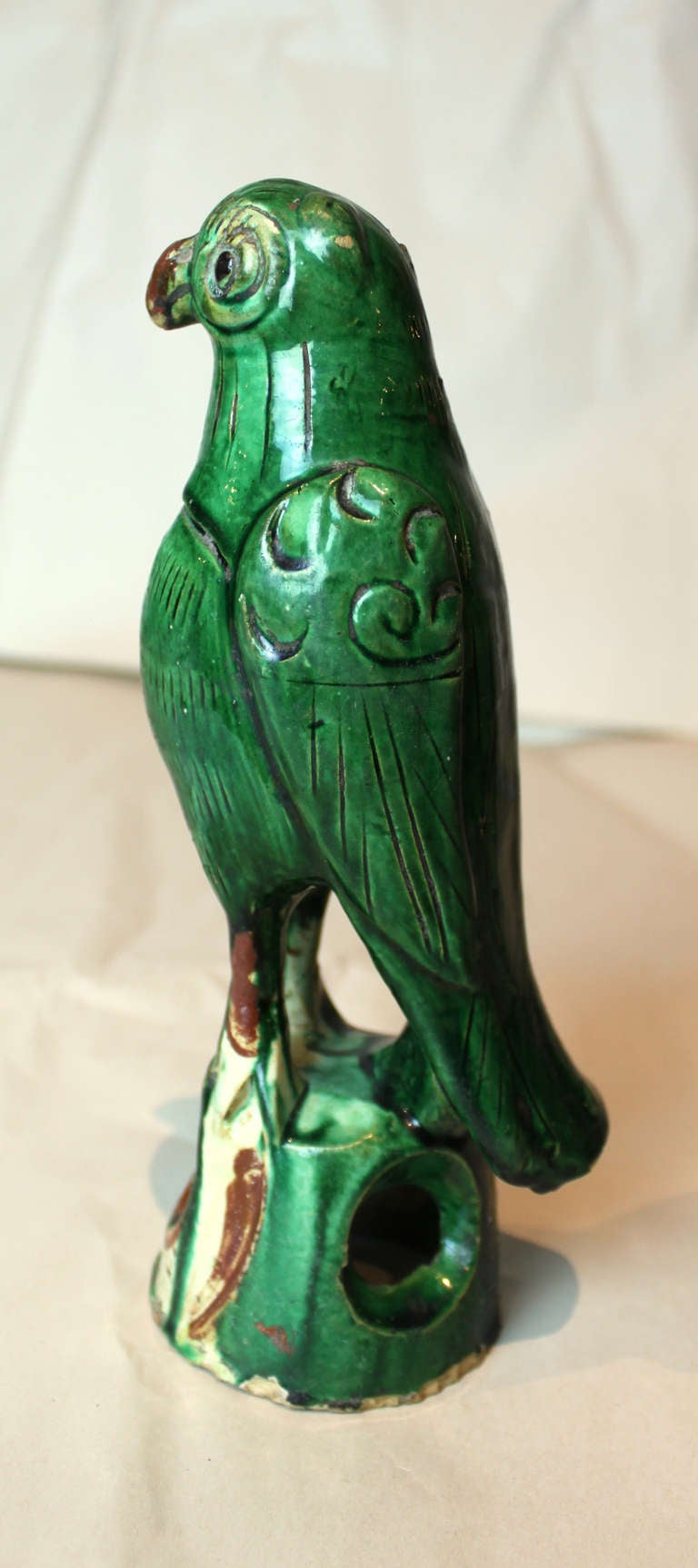 Set of Three Green-Glazed Hawks In Good Condition In Hudson, NY