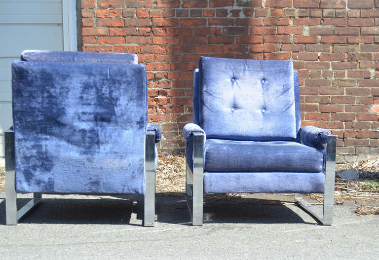 American Milo Baughman Style Lounge Chairs Pair For Sale