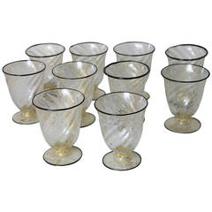 Antique Venetian Glass Cordial Glasses, 'Set of Ten'