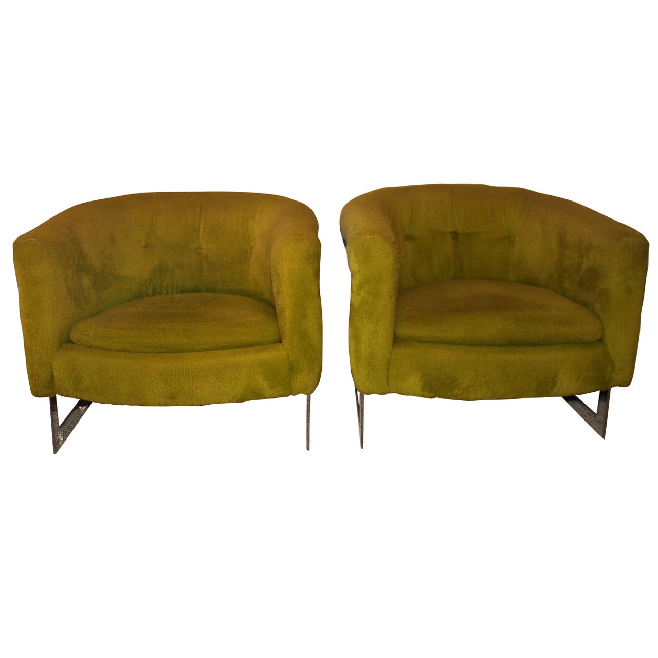 Pair of Milo Baughman Chrome Cantilevered Lounge Chairs For Sale