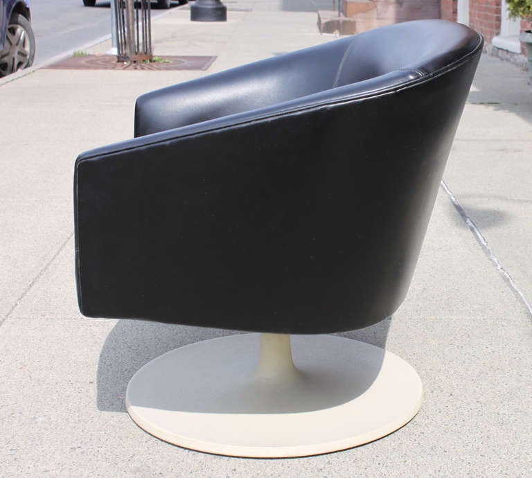 Jens Risom designed vinyl barrel chair on enameled steel 