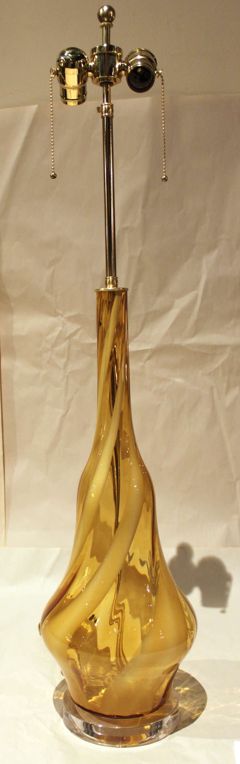 Italian Amber Art Glass Table Lamp