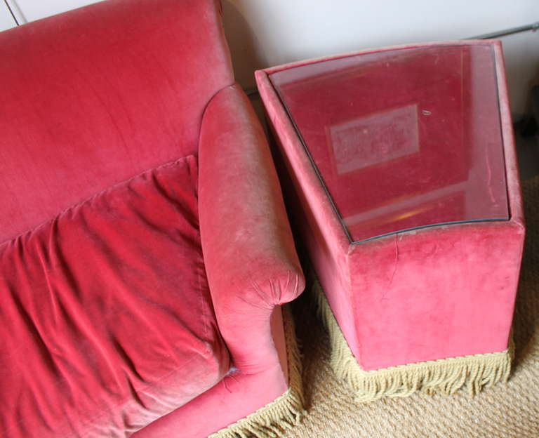 Mid-20th Century Curved French Decorator Sofa Settee End Table