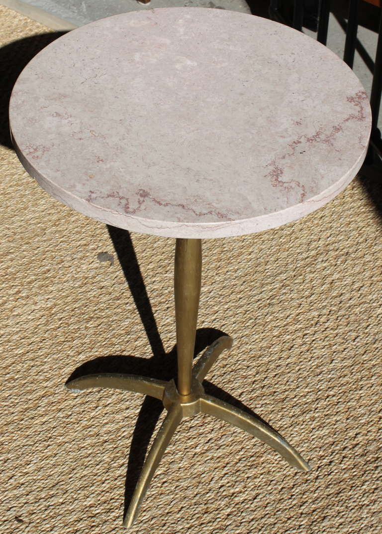 Mid-Century Italian Pink Marble Side Table In Excellent Condition In Hudson, NY