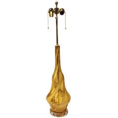 Italian Amber Art Glass Table Lamp