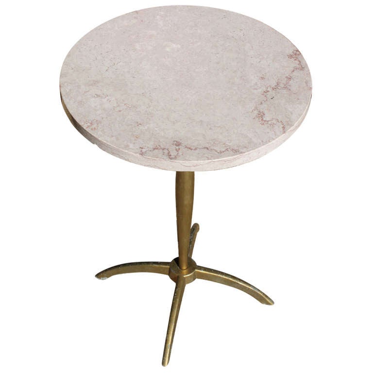 Mid-Century Italian Pink Marble Side Table