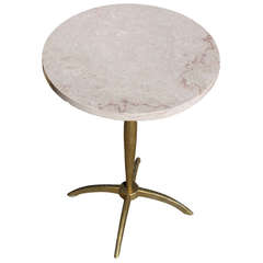 Mid-Century Italian Pink Marble Side Table