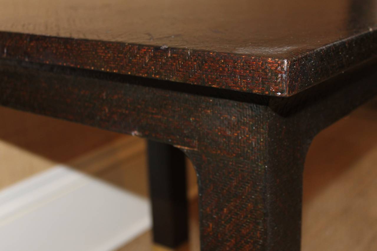 Late 20th Century Vintage Karl Springer Lacquered Table with Brass Feet For Sale