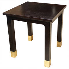 Vintage Karl Springer Lacquered Table with Brass Feet