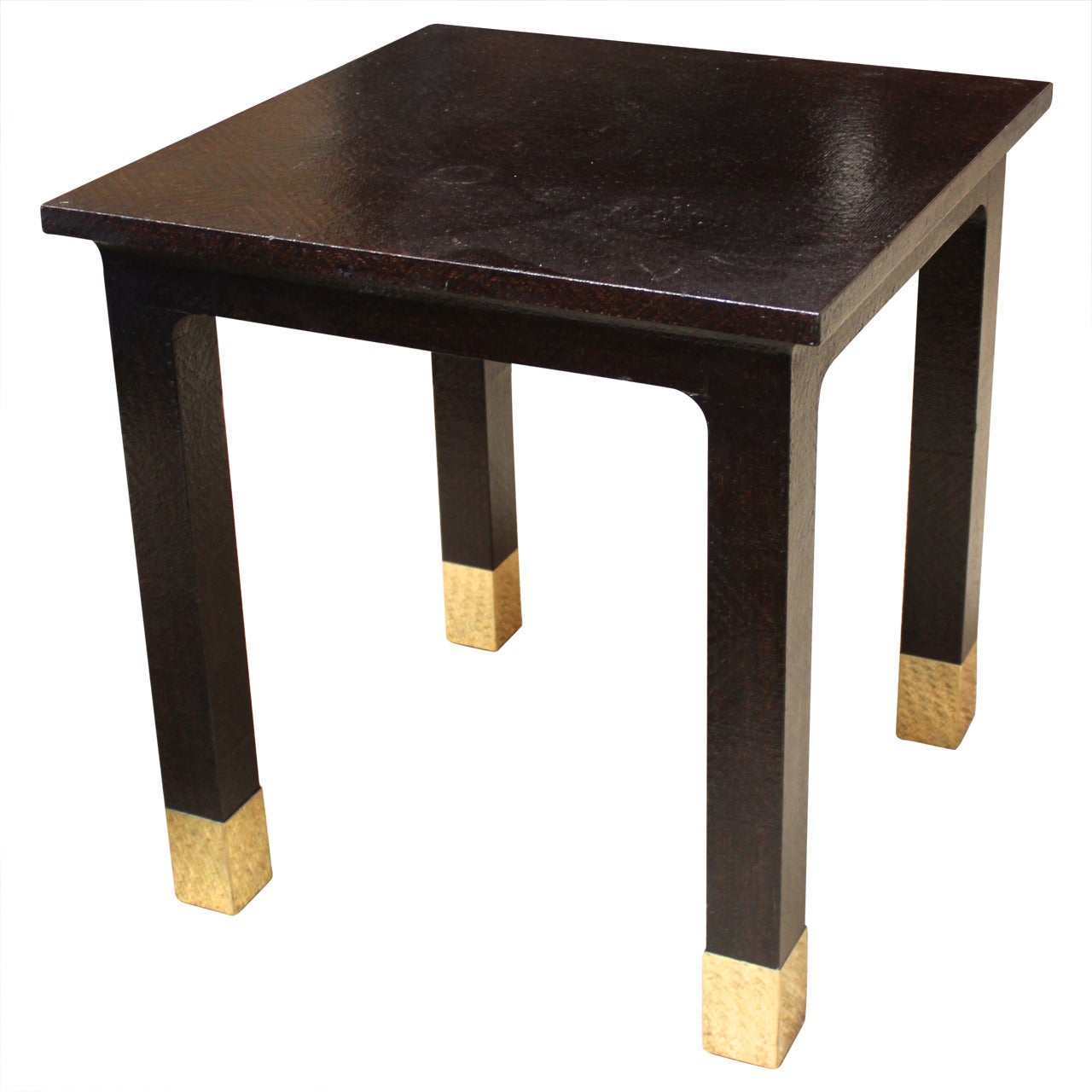 Vintage Karl Springer Lacquered Table with Brass Feet For Sale