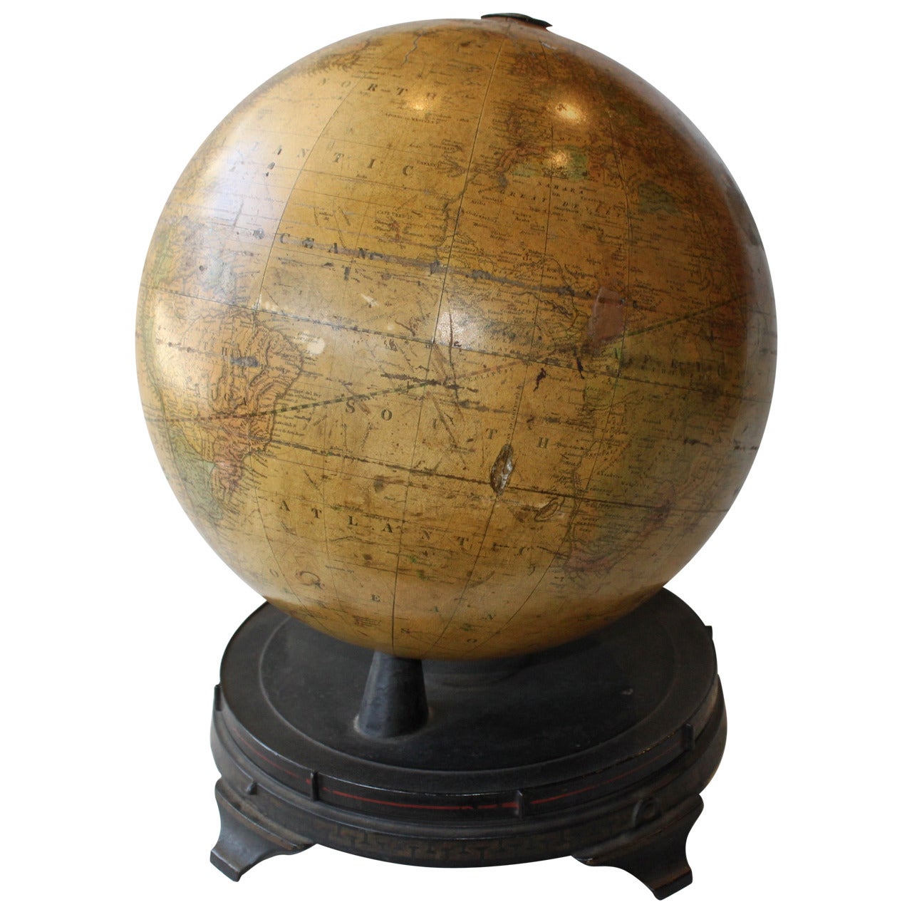Antique Fitz Globe on Iron Base For Sale