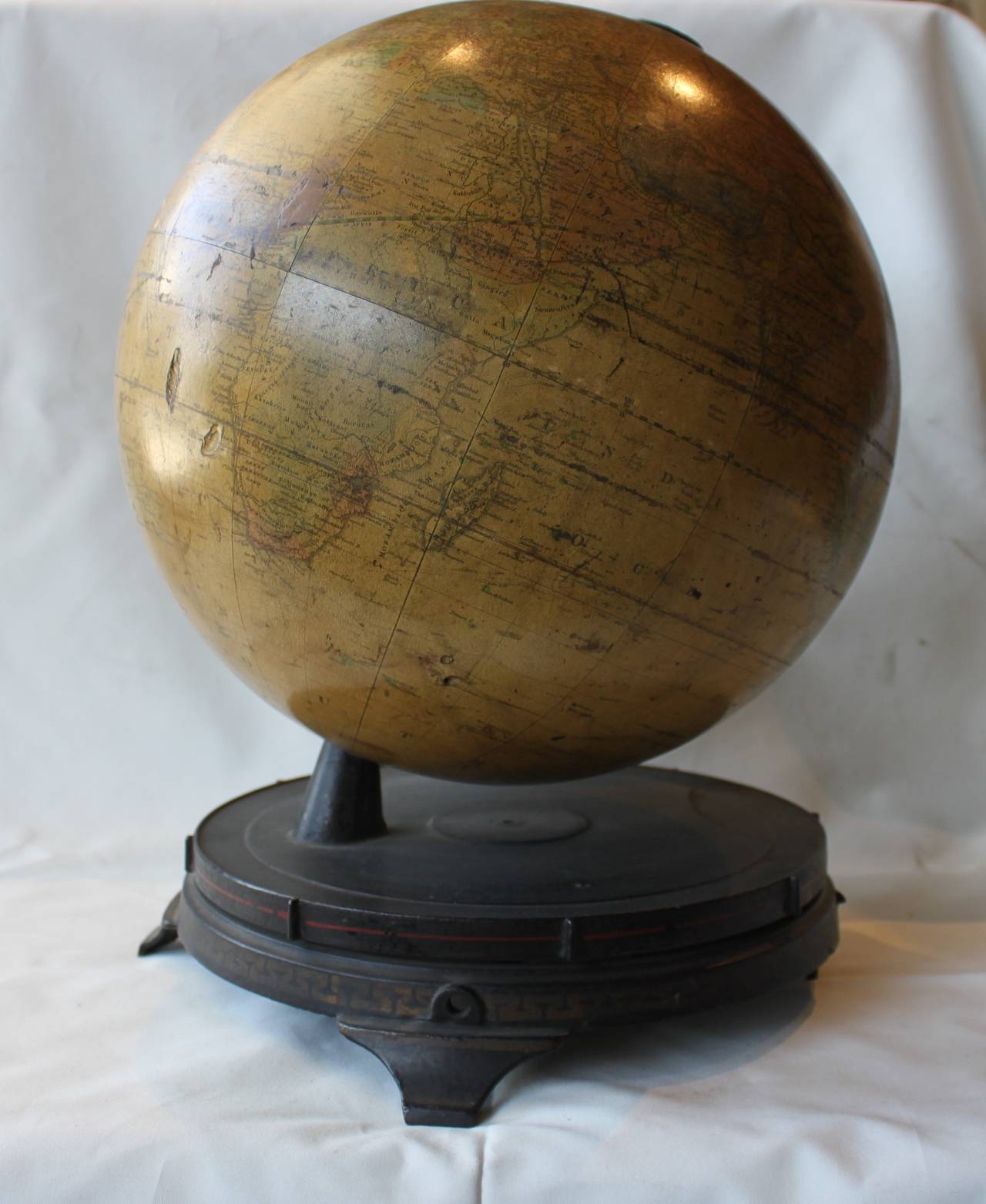 American Antique Fitz Globe on Iron Base For Sale