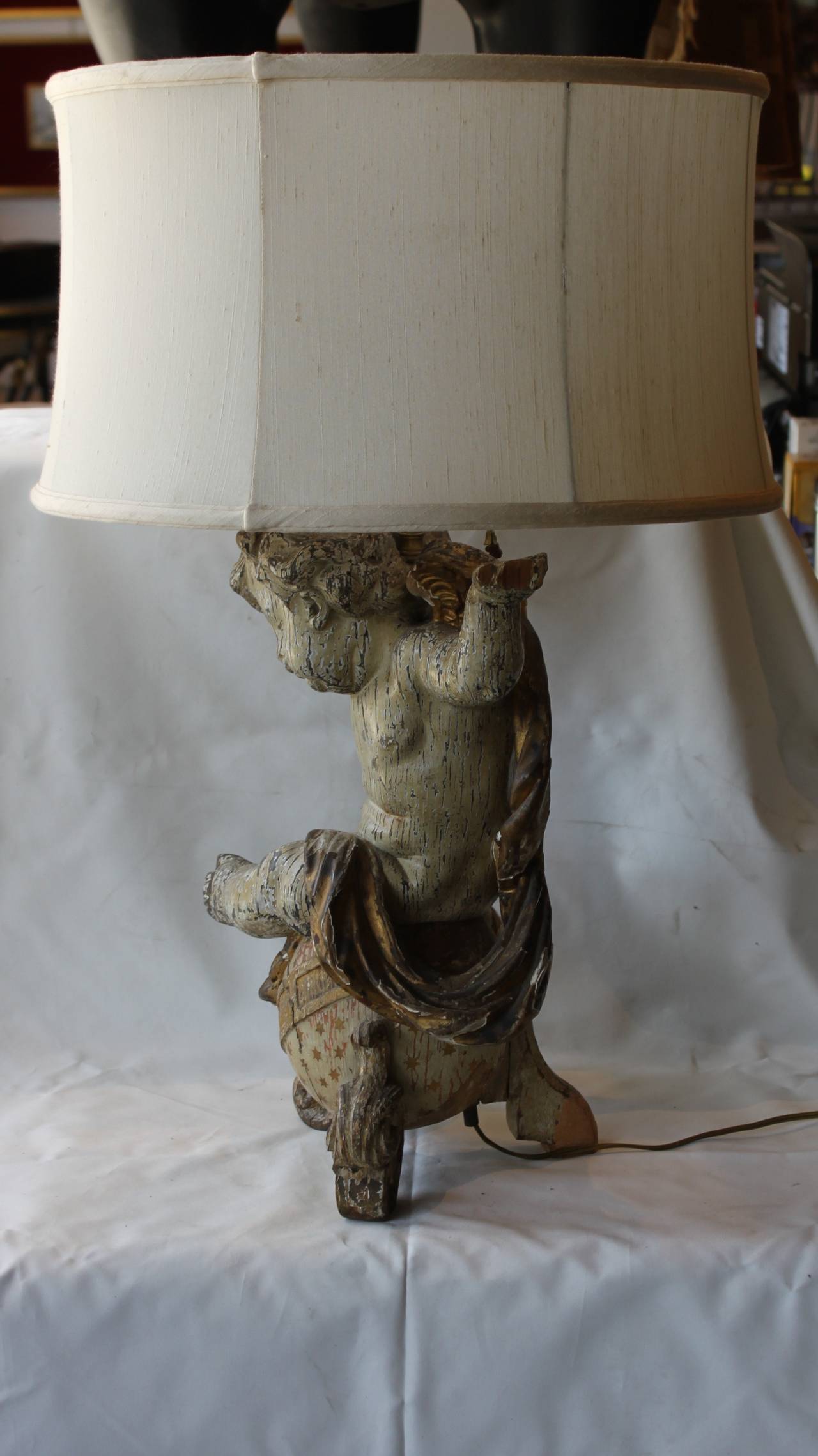 Continental Painted Figure as Lamp 17th/18th Century