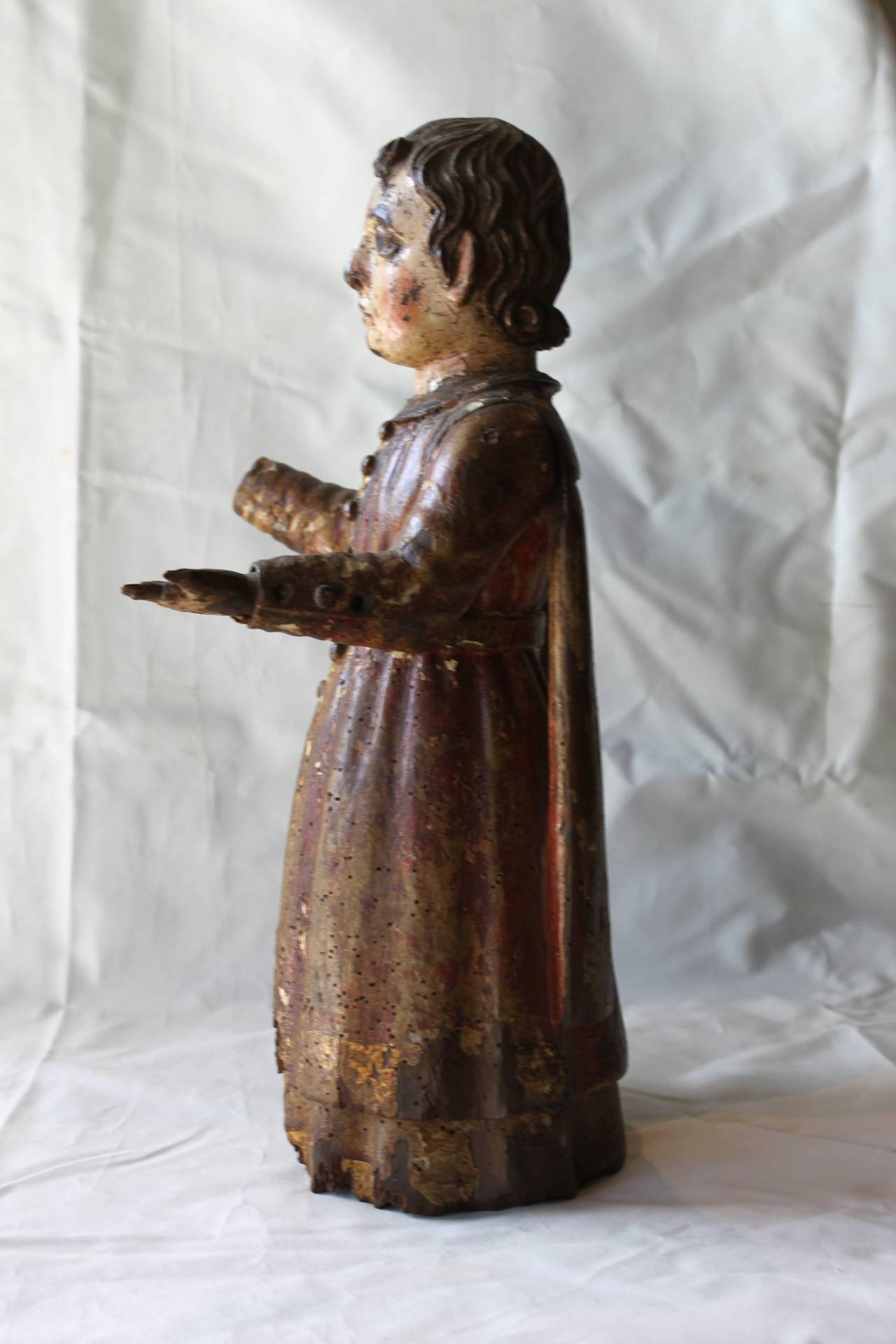 Carved Polychrome Giltwood Saint
