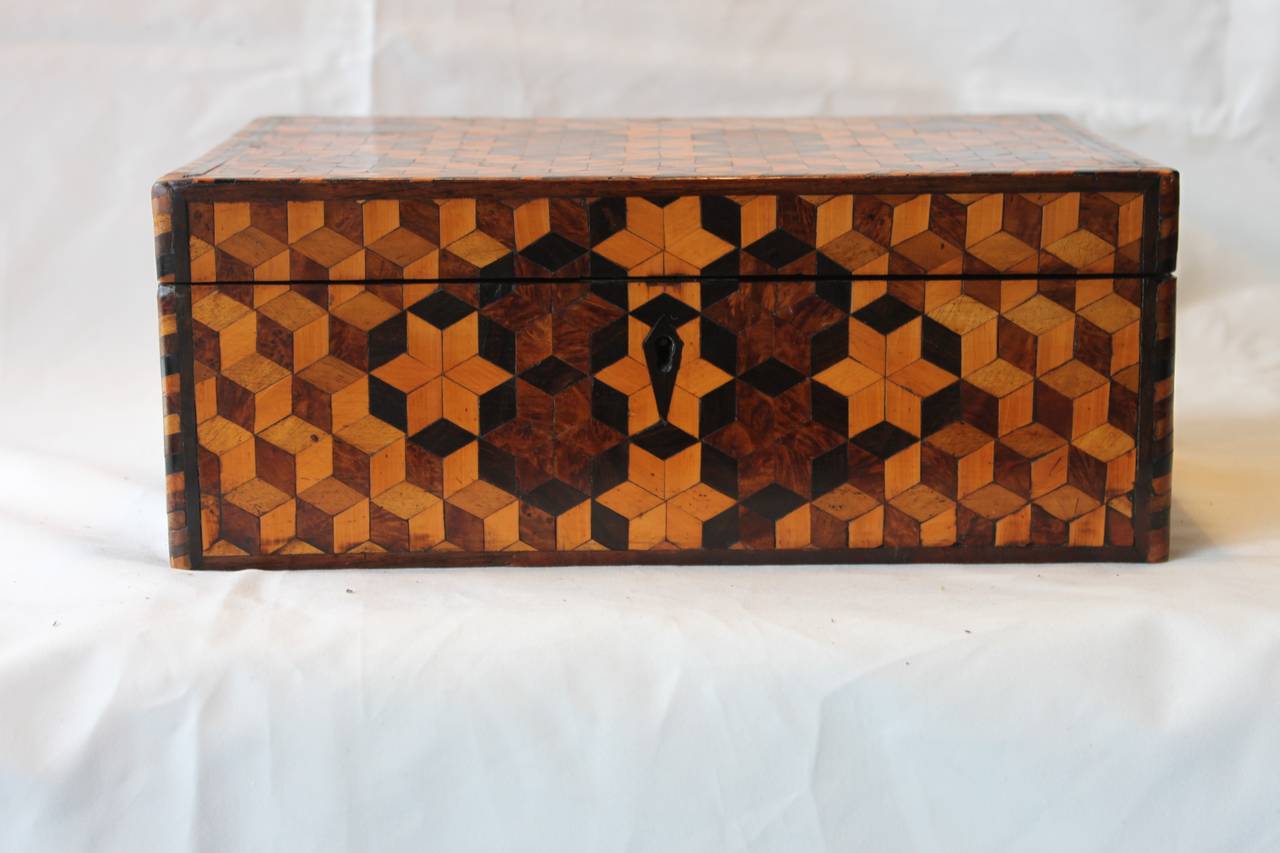 Star Pattern Specimen Wood Sewing Box circa 1820