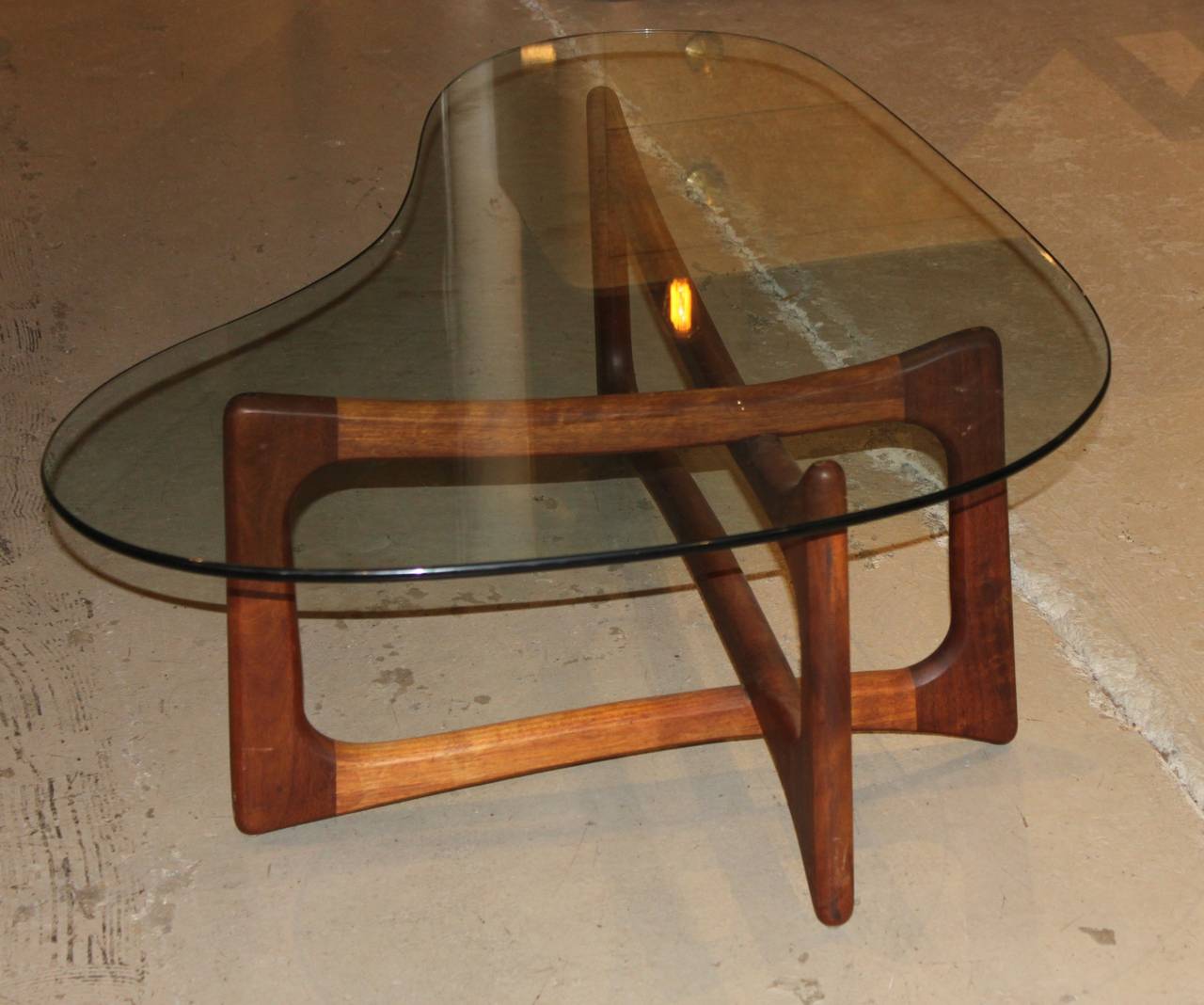 Mid Century/Modern Walnut and Glass Top Coffee Table
