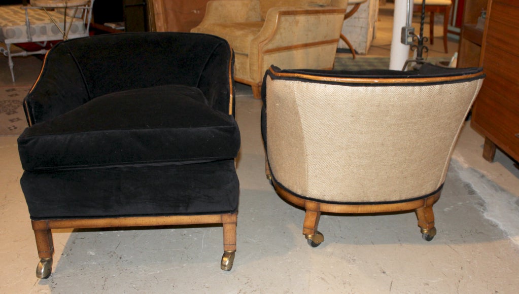 American Pair of Rolling 1960's Tub Chairs For Sale