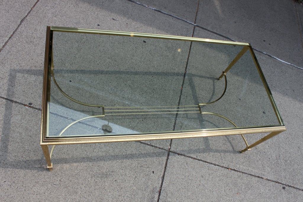 Mid-20th Century Vintage Glass and Brass Coffee Table