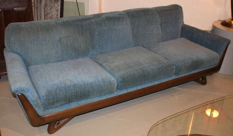 Vintage mid-century modern sofa by Adrian Pearsall.  Original finish and original mohair upholstery.