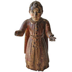 Carved Polychrome Giltwood Saint