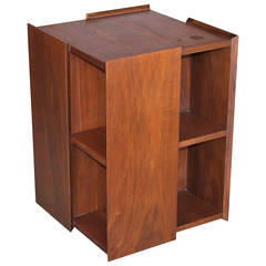 Mid-Century Modern Walnut Swivel Bookcase