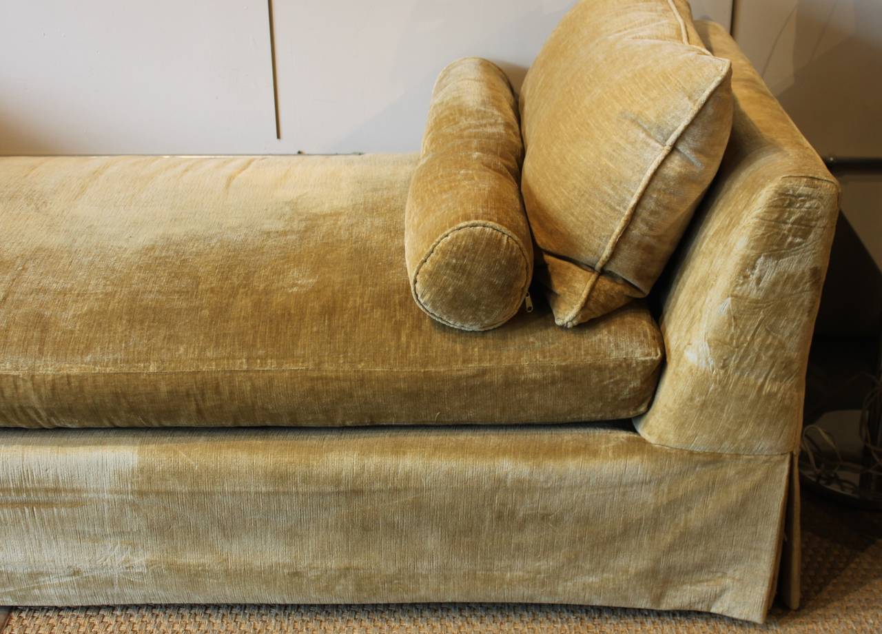 Vintage Sofa Day Bed frame re-upholstered with Quadrille's linen velvet.
