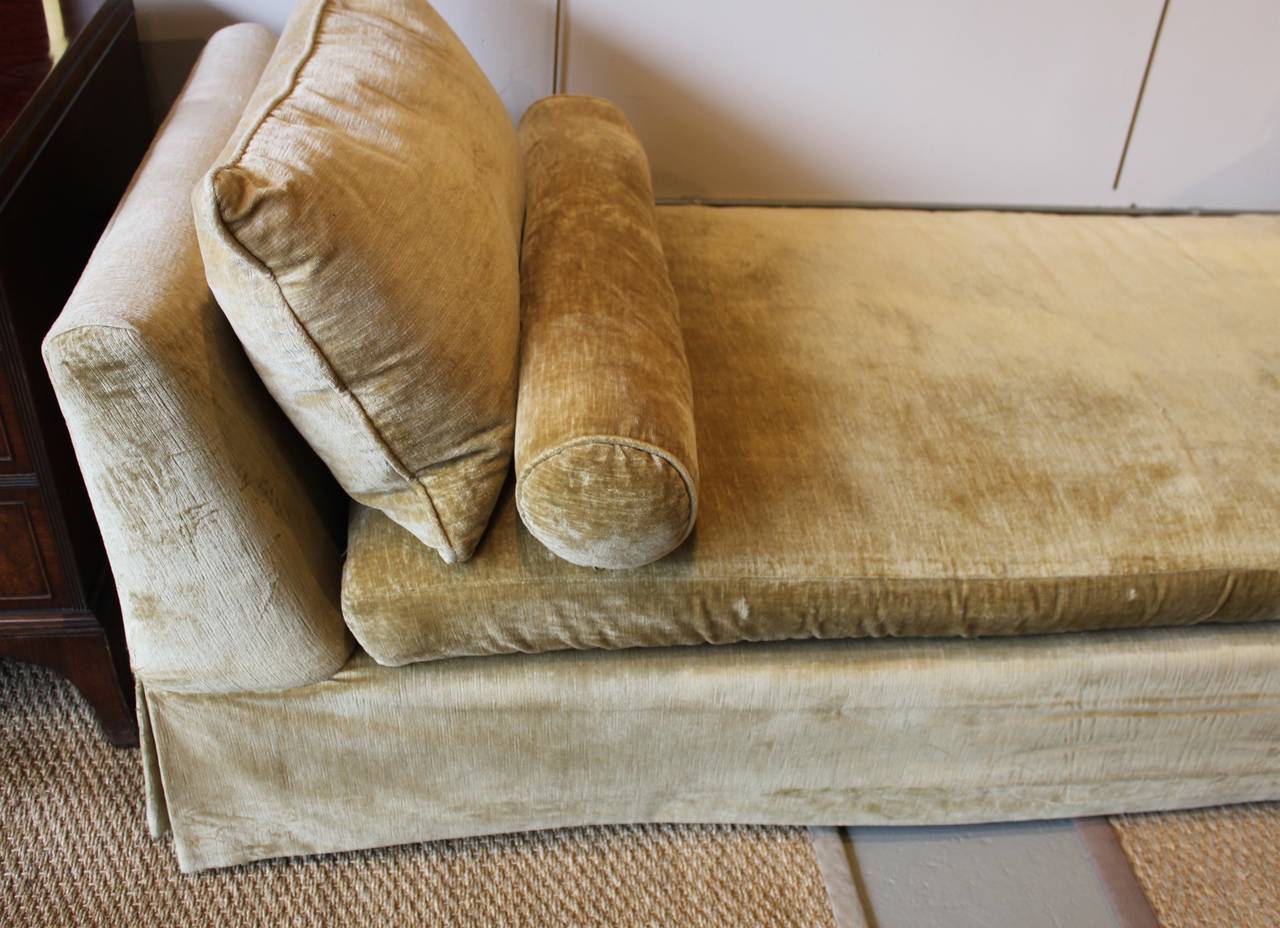 Hollywood Regency Linen Velvet Sofa Day Bed