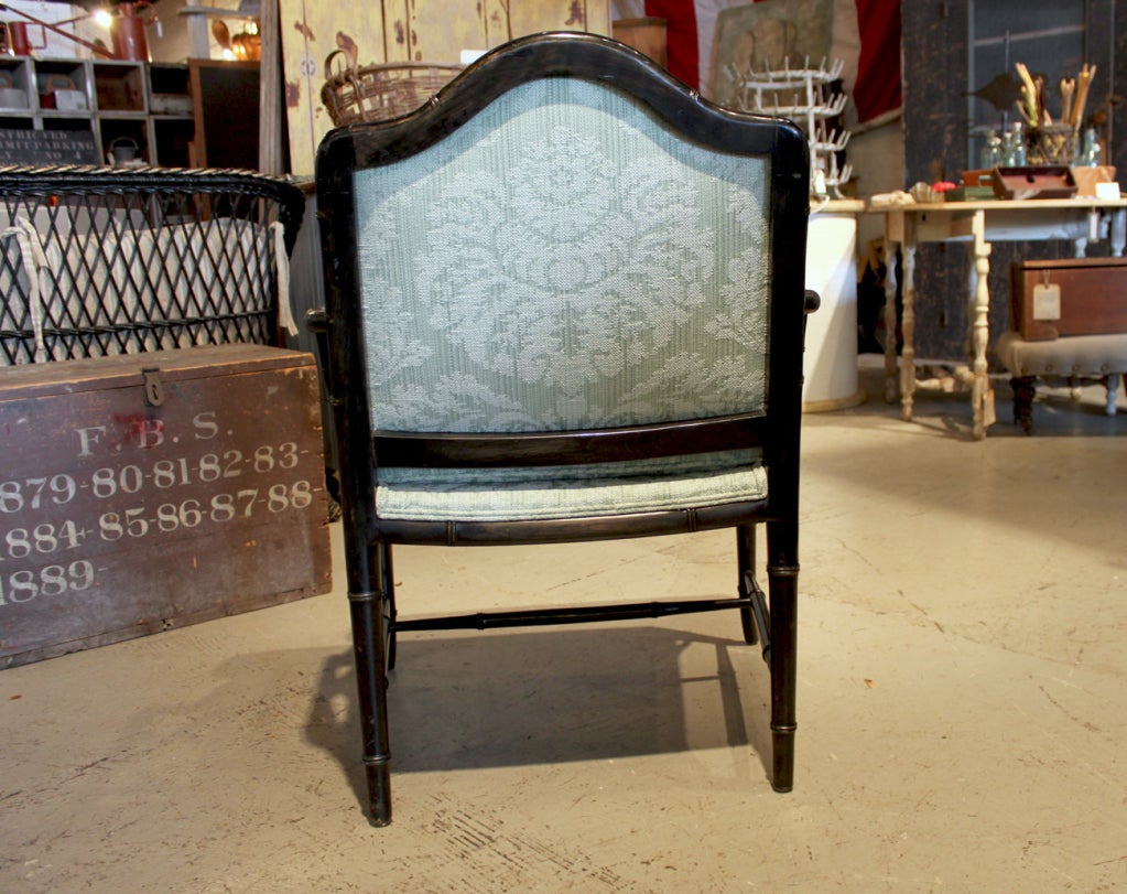 Lacquer Faux Bamboo Upholstered Chinese Chippendale Chairs