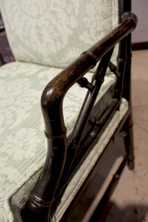 Faux Bamboo Upholstered Chinese Chippendale Chairs 1