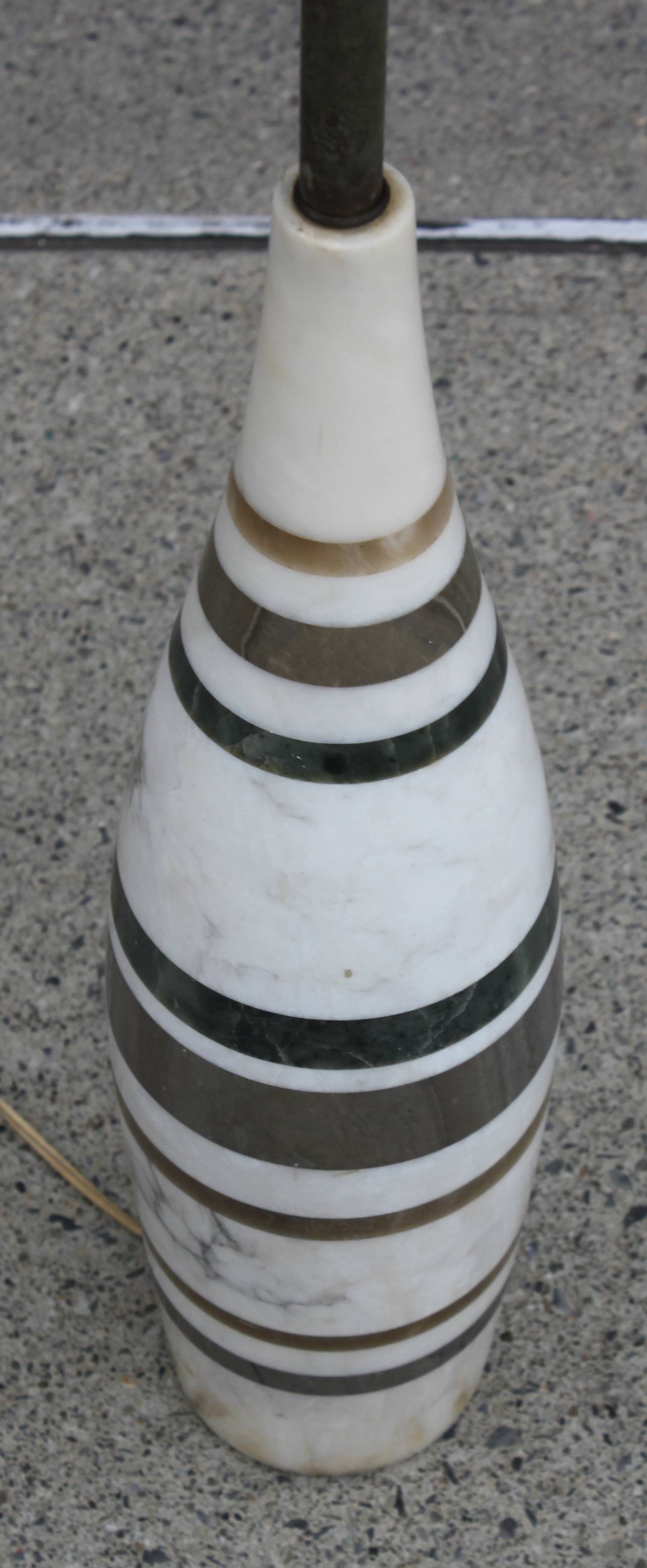 Mid-20th Century Vintage Italian Multi-Stripes Marble Lamp For Sale