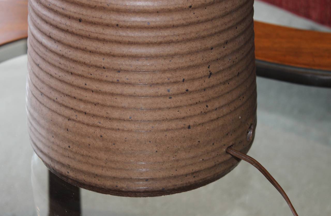 Artist Signed Vintage Pottery Vase Lamp For Sale 4