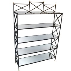 Iron and Brass Mirrored Shelf