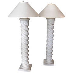 Pair of 1980s Columnar Floor Lamps