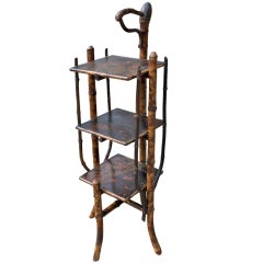 Vintage Lacquer and Bamboo Stand