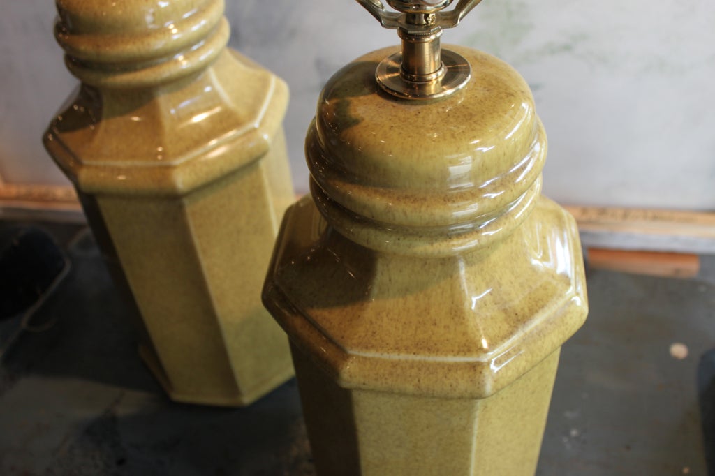 Mid-Century Modern Octagonal Ceramic Table Lamps